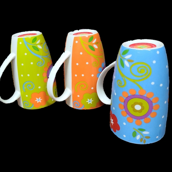 Set of Three Flower Power Mugs Cups - Picture 2 of 4